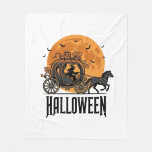 Oude Halloween Pompoen Koets Heks Ontwerp_1 Fleece Deken