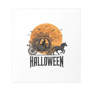 Oude Halloween Pompoen Koets Heks Ontwerp_1 Notitieblok