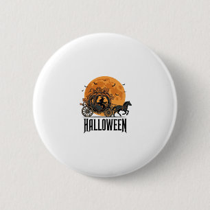 Oude Halloween Pompoen Koets Heks Ontwerp_1 Ronde Button 5,7 Cm
