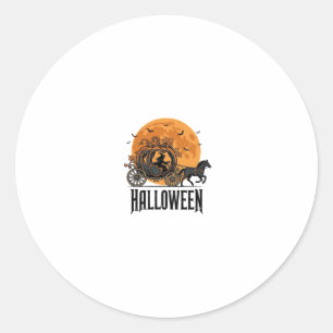 Oude Halloween Pompoen Koets Heks Ontwerp_1 Ronde Sticker