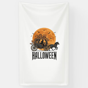 Oude Halloween Pompoen Koets Heks Ontwerp_1 Spandoek