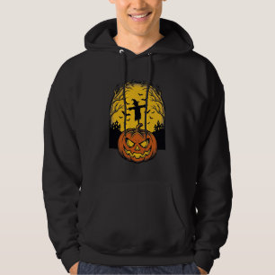 Oude Halloween Pompoen Maan Vogelverschrikker Kuns Hoodie