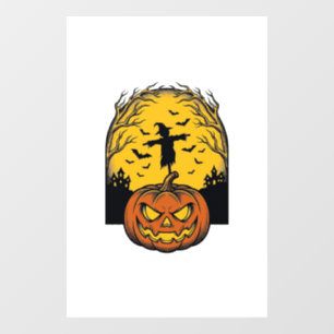 Oude Halloween Pompoen Maan Vogelverschrikker Kuns Raamsticker