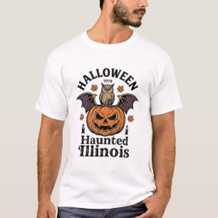 Oude Halloween Pompoen Uil Illinois Shirt Ontwerp