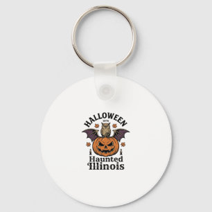 Oude Halloween Pompoen Uil Illinois Shirt Ontwerp Sleutelhanger