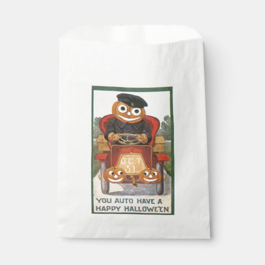 Oude halloween, pompoenchauffeur bedankzakje (Voorkant)