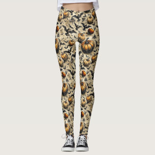 Oude Halloween Pompoenen Vleermuizen Kraaien Herfs Leggings