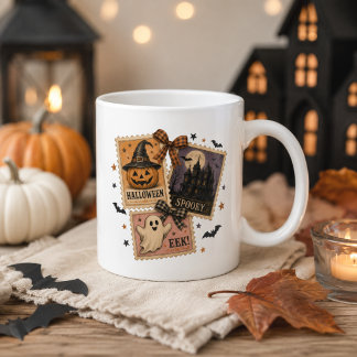 Oude Halloween-postzegelcollage Extra Grote Beker