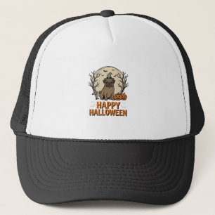 Oude Halloween Pug Hond Heksenhoed Shirt Ontwerp_1 Trucker Pet