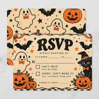 Oude Halloween RSVP-kaart | Spookachtige Geesten Informatiekaartje