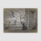 Oude Halloween-scène decoupage Ephemera Tissuepapier (Voorkant)