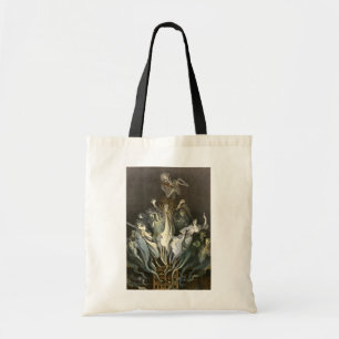Oude Halloween, Skelet Violist en Geesten Tote Bag