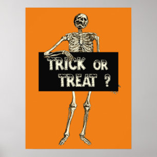 Oude Halloween snoep of een poets skelet Poster