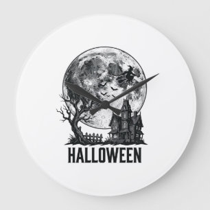 Oude Halloween Spoken Huis Maan Shirt Ontwerp_ Grote Klok