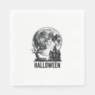 Oude Halloween Spoken Huis Maan Shirt Ontwerp_ Servet