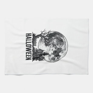 Oude Halloween Spoken Huis Maan Shirt Ontwerp_ Theedoek