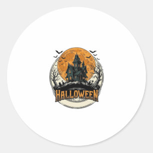 Oude Halloween Spoken Huis Vectorontwerp_1 Ronde Sticker