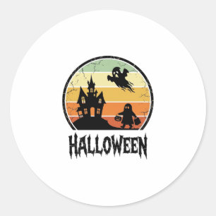 Oude Halloween Spoken Huis Zonsondergang Shirt Ont Ronde Sticker