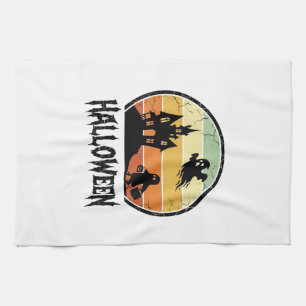 Oude Halloween Spoken Huis Zonsondergang Shirt Ont Theedoek