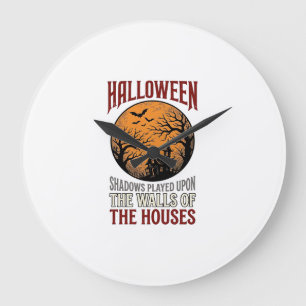 Oude Halloween Spokenhuis Maan Shirt Ontwerp_ Grote Klok