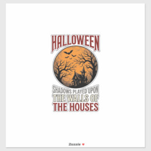 Oude Halloween Spokenhuis Maan Shirt Ontwerp_ Sticker