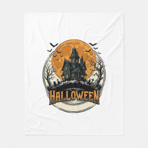 Oude Halloween Spokenhuis Vectorontwerp_1 Fleece Deken