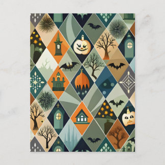 Oude Halloween-spookhuis diamantpatroon Briefkaart