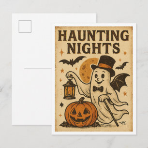 Oude Halloween-spooknachten Briefkaart