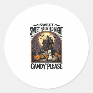 Oude Halloween T-shirt Candy Night Spoken Huis_ Ronde Sticker