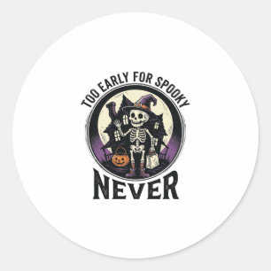 Oude Halloween T-shirt Skelet Maan Geheime Huis Ronde Sticker
