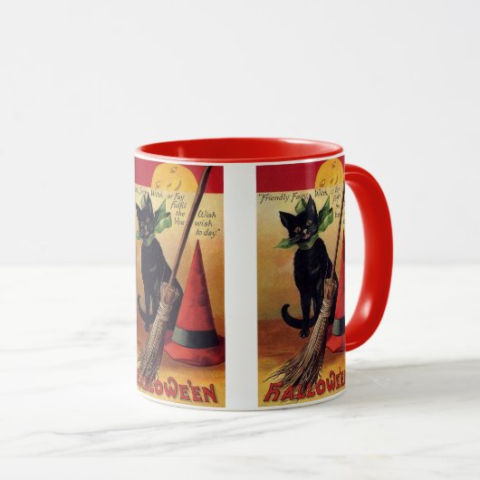 Oude Halloween van Ellen Clapsaddle, Zwarte Kat Mok (Voorkant rechts)