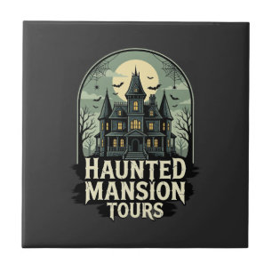 Oude Halloween-vector voor spookhuisrondleidingen Tegeltje