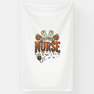 Oude Halloween Verpleegster Geest Pompoen Ontwerp_ Spandoek