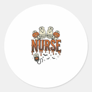 Oude Halloween Verpleegster Spook Pompoen Design_1 Ronde Sticker