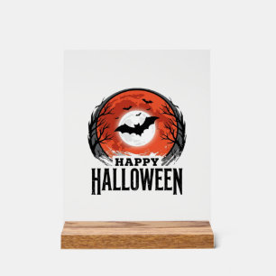 Oude Halloween Vleermuis Maan Gravure Ontwerp_1 Acryl Bord