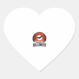 Oude Halloween Vleermuis Maan Gravure Ontwerp_1 Hart Sticker