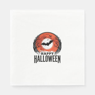 Oude Halloween Vleermuis Maan Gravure Ontwerp_1 Servet