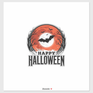 Oude Halloween Vleermuis Maan Gravure Ontwerp_1 Sticker