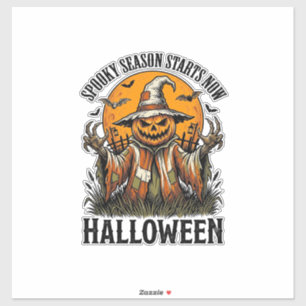 Oude Halloween Vogelverschrikker Pompoen Heks T-sh Sticker