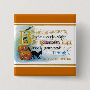 Oude Halloween wenskaart Vierkante Button 5,1 Cm