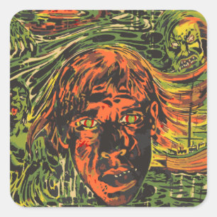 Oude Halloween-zombies, graffiti-straatart Vierkante Sticker
