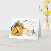 Oude halloween, zwarte kat en muizen kaart (Gele Bloem)