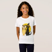 Oude halloween, zwarte kat en oorts t-shirt (Voorkant volledig)