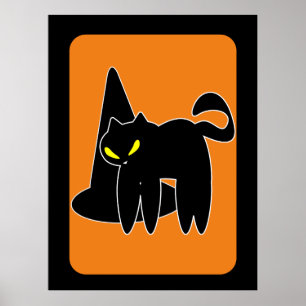 Oude Halloween Zwarte Kat Heks Poster