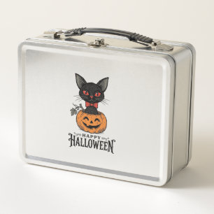 Oude Halloween Zwarte Kat Pompoen Shirt Ontwerp_1