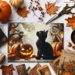 Oude Halloween Zwarte Kat Tissuepapier
