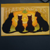 Oude Halloween Zwarte Katten en Jack O'Lantern Kaart