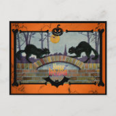 Oude Halloween Zwarte Katten Feestdagenkaart (Voorkant)