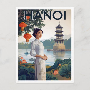 Oude Hanoi Vietnam Ao Dai Meer Briefkaart
