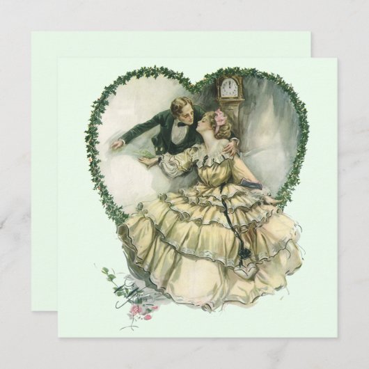 Oude Harrison Fisher, Kerstmis Bruid en Bruidegom Feestdagenkaart (Voorkant / Achterkant)